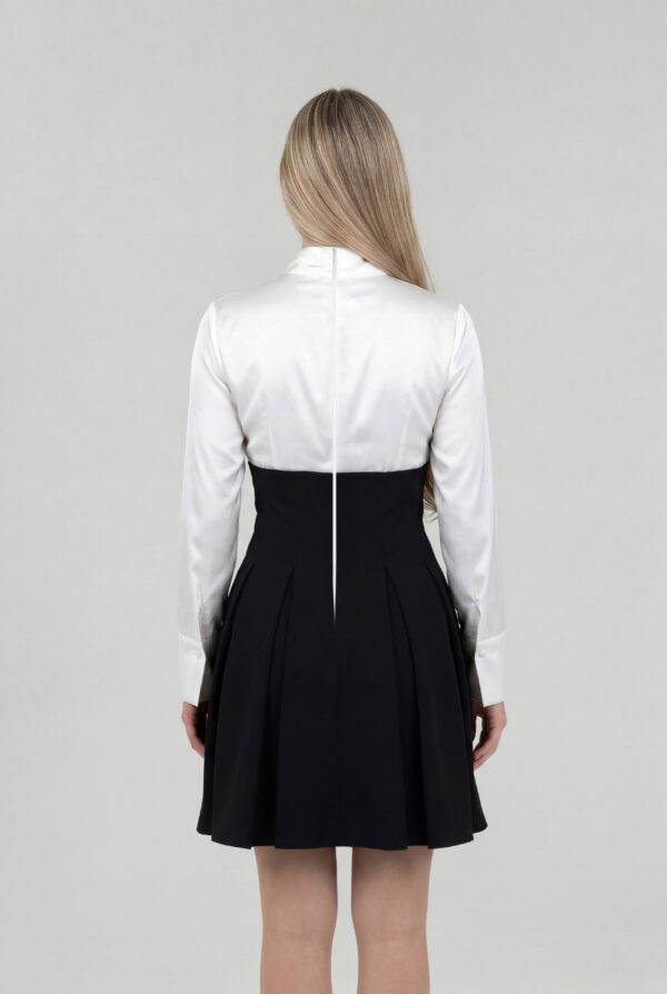 Elegant Criss-Cross Draped Neck Mini Dress – Long Sleeve Fitted Party Wear Dress